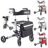 Arebos Leichtgewicht Rollator Aluminium | Reiserollator 6-fach höhenverstellbar | Faltbar | Inkl.Stockhalter und abnehmbare Einkaufstasche | Gehwagen Laufhilfe Gehhilfe mit Feststellfunktion | Schwarz